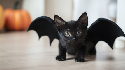 Cute Kitty in Halloween Costume. Boo-tiful Whiskers: Halloween-Clad Kitten.