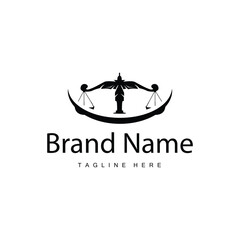 Simple legal scale logo justice court simple black silhouette template vector design