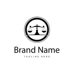 Simple legal scale logo justice court simple black silhouette template vector design