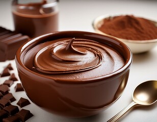 The smooth, velvety texture of a perfectly made chocolate mousse, with air pockets giving it