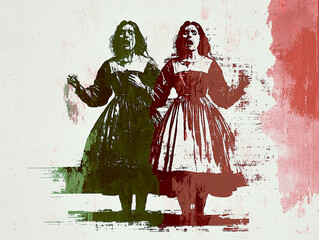 Fototapeta premium Spooky Illustration of Salem Witches