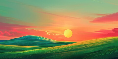 Twilight casting a glow over a thriving green field on the estate.