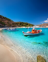 Obraz premium Greek island beach with turquoise waters
