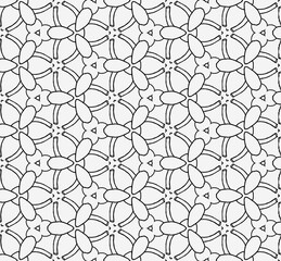 Seamless pattern with graphic flowers on a white background. 