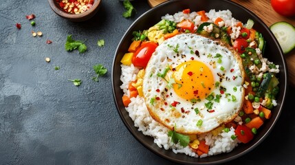 Fried egg & veggie rice