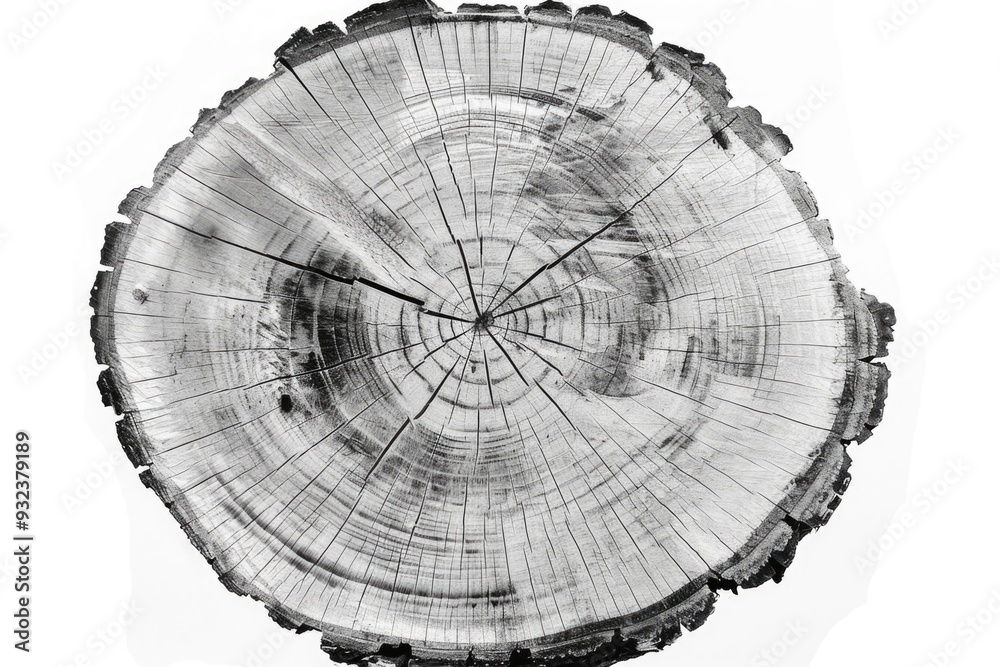 Poster a close-up shot of a tree stump in monochrome
