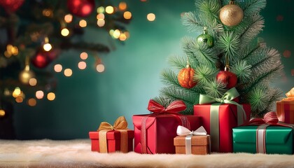 Beautifully wrapped holiday presents under a tree
