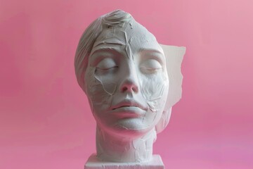 Close-up of a sculpture depicting a woman's face, perfect for use in art or design projects