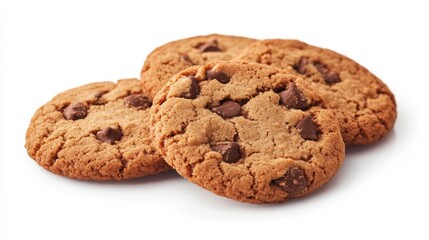 5 whole sweet cookies on white background