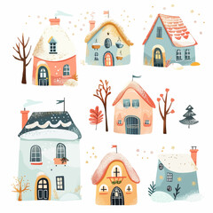 Obraz premium Vector Snow Covered Roof simple an