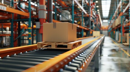 Obraz premium Conveyor Belt in a Warehouse