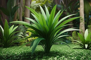 Obraz premium 3D Rendering of Vibrant Poa Labillardier Foliage in a Thriving Ecosystem