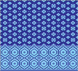 Vector illustration of traditional Indonesian songket weaving ornament design pattern in blue. Suitable for making batik on cloth, backgrounds, weaving, etc