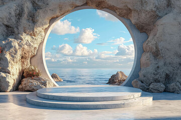 3d stage podium for product display cosmetic and perfume summer theme