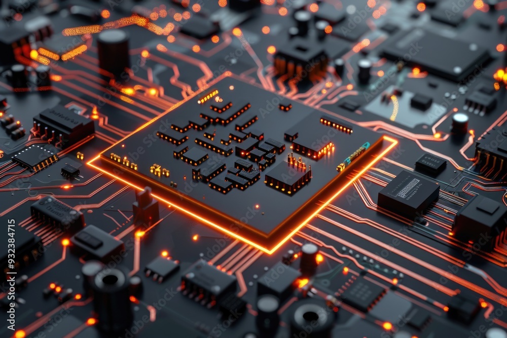 Aufkleber a detailed view of an electronic circuit board with various components and wires