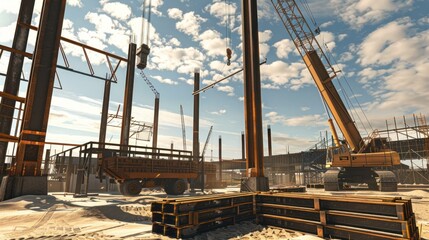 Naklejka premium Construction Site with Crane