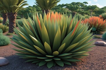 Fototapeta premium Vibrant 3D Rendering of Poa Labillardier Shrub Against a Clear Backdrop in a Thriving Ecosystem