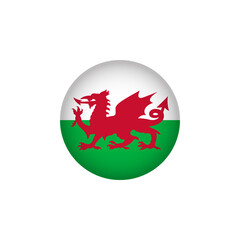 Wales Europe Flag Icon. European Country Circled Flag. Stock Graphics Element isolated on white background