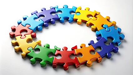Interconnected puzzle pieces form a circular shape, symbolizing unity, cooperation, and harmony in successful business alliances and collaborations.