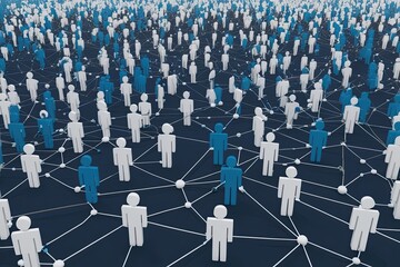 Innovative Visualization of Interconnected Network Illustrating Teamwork Principles and Social Connections