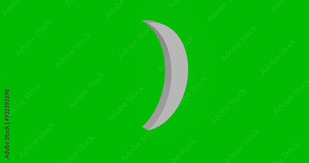 Poster animation of rotation of a white crescent symbol with shadow. simple and complex rotation. seamless 