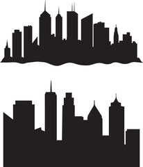 Fototapeta premium Silhouette of city buildings vector icon, city skyline silhouette vector
