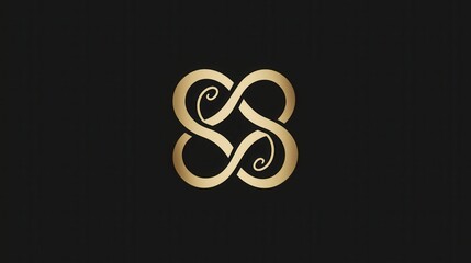 Obraz premium Golden Infinity Logo Design On Black Background