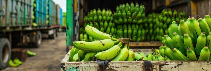 Inspection of truckload of green bananas at a storage facility