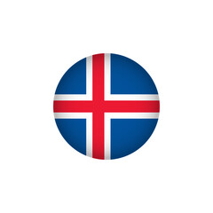 Obraz premium Iceland Europe Flag Icon. European Country Circled Flag. Stock Vector Graphics Element isolated on white background