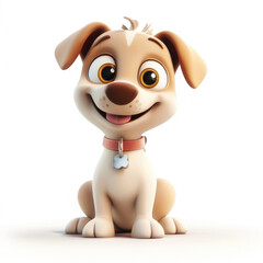 Fototapeta premium 3D cartoon, a dog. on a solid white background