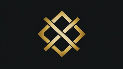 Abstract Gold Geometric Shape on Black Background