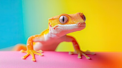 Gecko isolated on colorful background