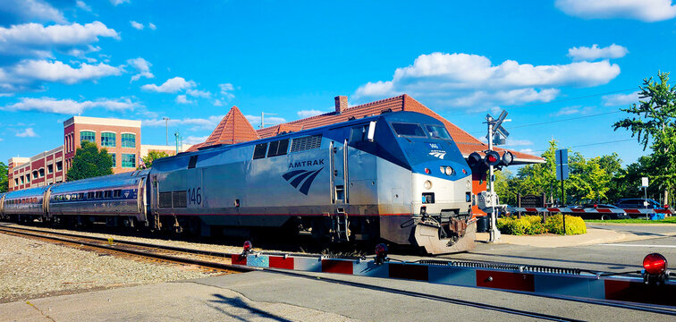 Amtrak Train at Manassas Train Station, Virginia, USA
