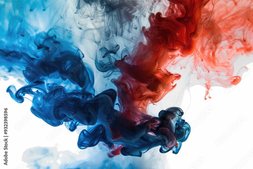 Poster a close-up shot of a mixture of red and blue substances