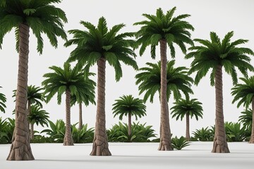 Fototapeta premium Realistic 3D Visualization of Multiple Michelia Alba Trees in a Tropical White Landscape