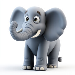 Obraz premium 3D cartoon, an elephant. on a solid white background