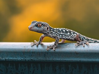 Obraz premium Gecko isolated on metal background