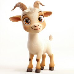 Fototapeta premium 3D cartoon, a goat. on a solid white background