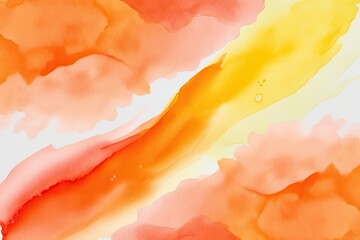 Vibrant Orange and Yellow Watercolor Sky with Gentle Bokeh Background