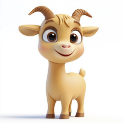 Obraz premium 3D cartoon, a goat. on a solid white background