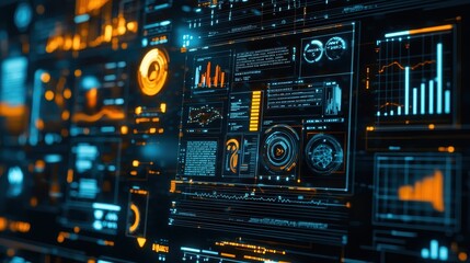 Fototapeta premium Futuristic Interface with Digital Data and Graphs
