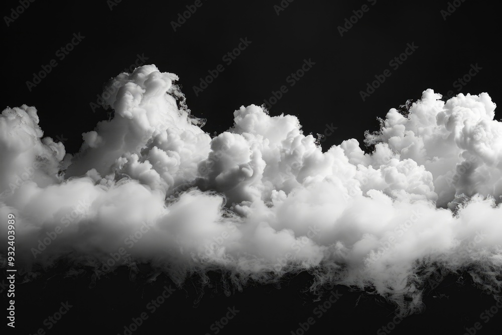 Poster A close-up of clouds in the grey and white spectrum, with varying textures and shapes