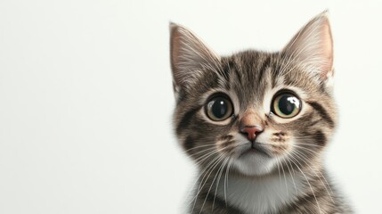 an adorable cat on a very beautiful white background