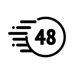 Fast 48 hour icon. Productivity, countdown, deadline, express delivery, service, schedule concept. Flat vector design isolated illustration.