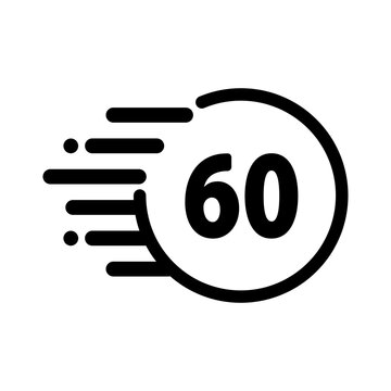 Fast 60 minute icon. Productivity, countdown, deadline, express delivery, service, schedule concept. Flat vector design isolated illustration.