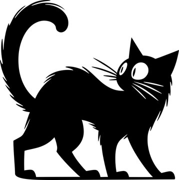 black cat silhouette looking back