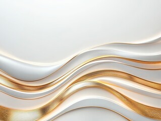 Elegant abstract background with flowing white and gold waves, perfect for luxury themes and modern design projects.