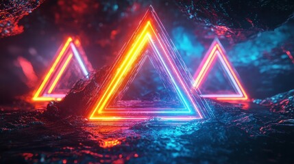 Neon Triangle Lights Abstract Background