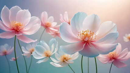 Obraz premium pink lotus flowers on a soft and beautiful gradient background