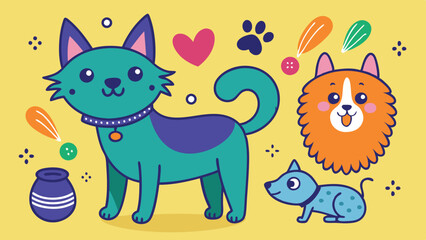 Fototapeta premium cute cartoon dogs with different breeds of pets